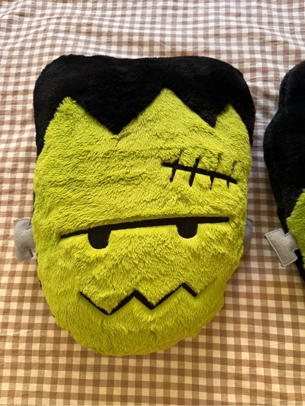 Plush Frankenstein Monster Pillows - Green and Black